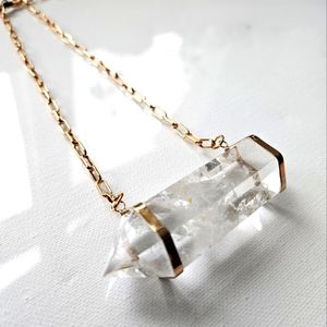Elle Loise Quartz Crystal Dbl Loop Choker Necklace NWT!